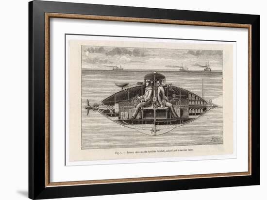 Designed by Claude Goubet in 1885: The First Electrically Powered Submarine-Poyet-Framed Art Print