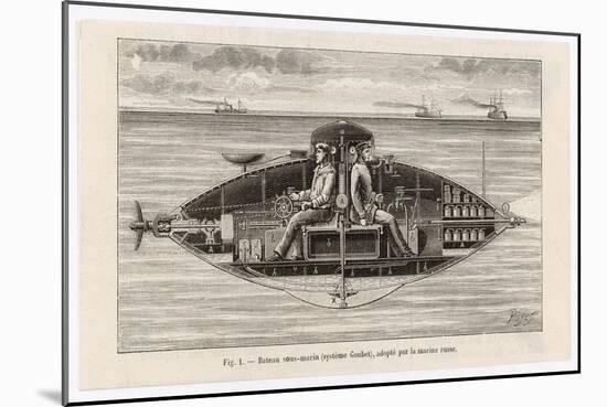 Designed by Claude Goubet in 1885: The First Electrically Powered Submarine-Poyet-Mounted Art Print