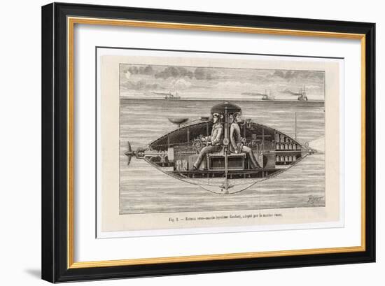 Designed by Claude Goubet in 1885: The First Electrically Powered Submarine-Poyet-Framed Art Print