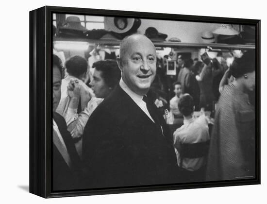 Designer Christian Dior Standing in Dressing Room at Paris Salon Before Showing of His Collection-Loomis Dean-Framed Premier Image Canvas