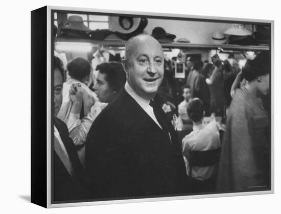 Designer Christian Dior Standing in Dressing Room at Paris Salon Before Showing of His Collection-Loomis Dean-Framed Premier Image Canvas