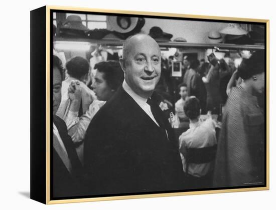 Designer Christian Dior Standing in Dressing Room at Paris Salon Before Showing of His Collection-Loomis Dean-Framed Premier Image Canvas