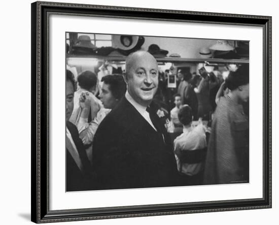 Designer Christian Dior Standing in Dressing Room at Paris Salon Before Showing of His Collection-Loomis Dean-Framed Premium Photographic Print