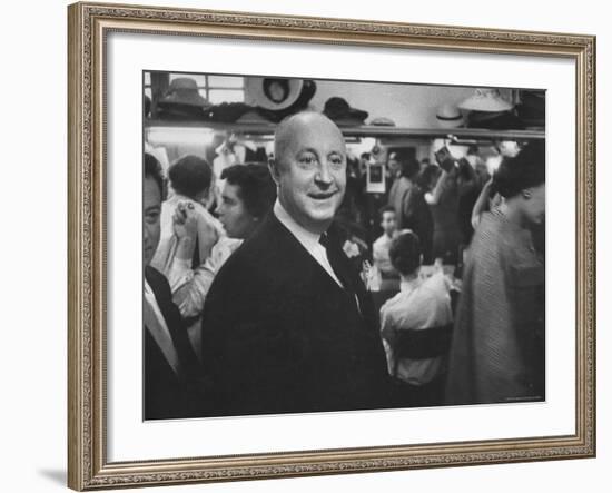 Designer Christian Dior Standing in Dressing Room at Paris Salon Before Showing of His Collection-Loomis Dean-Framed Premium Photographic Print