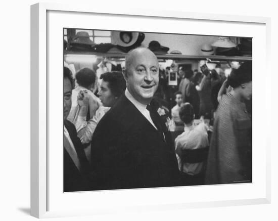 Designer Christian Dior Standing in Dressing Room at Paris Salon Before Showing of His Collection-Loomis Dean-Framed Premium Photographic Print