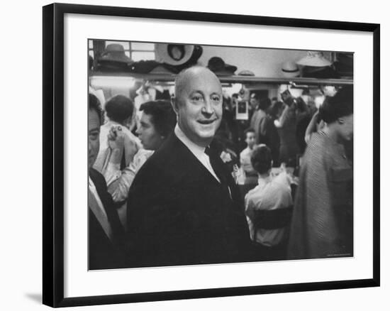 Designer Christian Dior Standing in Dressing Room at Paris Salon Before Showing of His Collection-Loomis Dean-Framed Premium Photographic Print