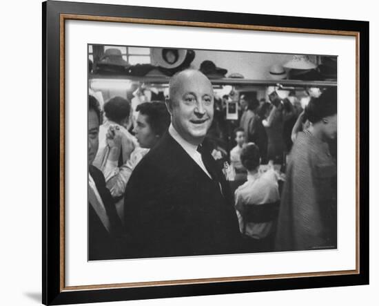 Designer Christian Dior Standing in Dressing Room at Paris Salon Before Showing of His Collection-Loomis Dean-Framed Premium Photographic Print