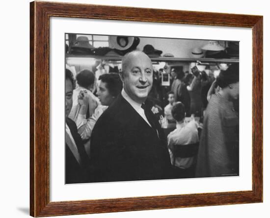 Designer Christian Dior Standing in Dressing Room at Paris Salon Before Showing of His Collection-Loomis Dean-Framed Premium Photographic Print