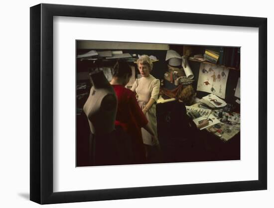 Designer Ricci Kilsdonk Fits a Model in Haymaker Line at David Crystal Inc, New York, 1960-Walter Sanders-Framed Photographic Print