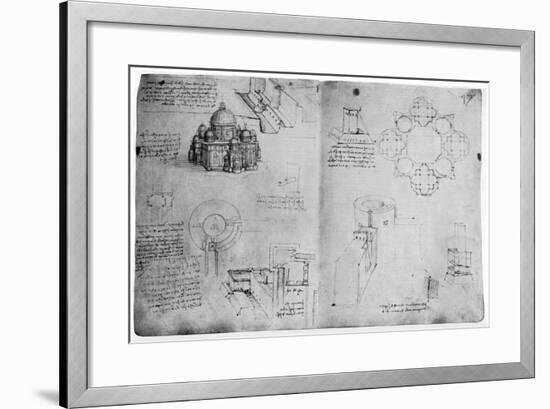 Designs for a Centralized Building, Late 15th or Early 16th Century-Leonardo da Vinci-Framed Giclee Print