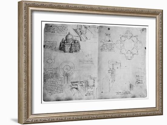 Designs for a Centralized Building, Late 15th or Early 16th Century-Leonardo da Vinci-Framed Giclee Print