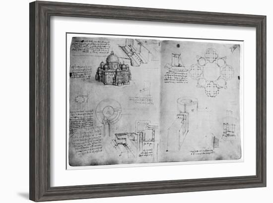 Designs for a Centralized Building, Late 15th or Early 16th Century-Leonardo da Vinci-Framed Giclee Print