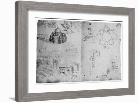 Designs for a Centralized Building, Late 15th or Early 16th Century-Leonardo da Vinci-Framed Giclee Print