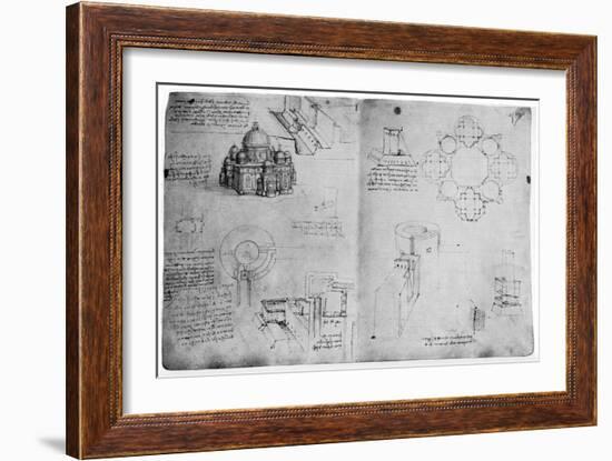 Designs for a Centralized Building, Late 15th or Early 16th Century-Leonardo da Vinci-Framed Giclee Print