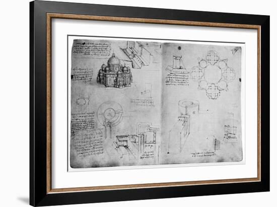 Designs for a Centralized Building, Late 15th or Early 16th Century-Leonardo da Vinci-Framed Giclee Print