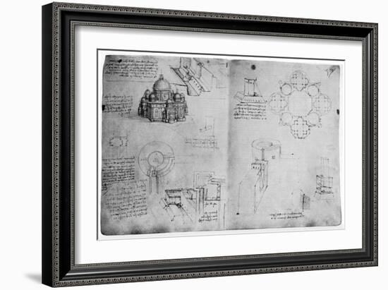 Designs for a Centralized Building, Late 15th or Early 16th Century-Leonardo da Vinci-Framed Giclee Print