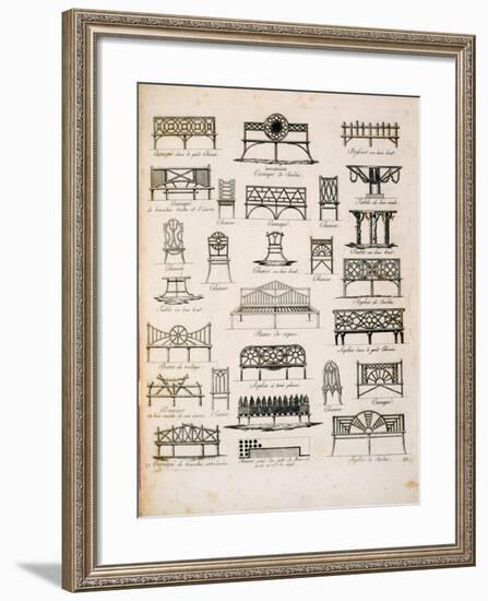 Designs for Garden Seats, from "A Compendium of Drawings," by J.G. Grohmann, Published 1805-null-Framed Giclee Print