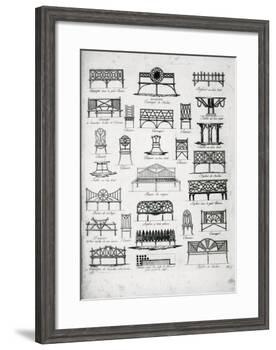 Designs for Garden Seats, from "A Compendium of Drawings," by J.G. Grohmann, Published 1805-null-Framed Giclee Print