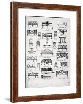 Designs for Garden Seats, from "A Compendium of Drawings," by J.G. Grohmann, Published 1805-null-Framed Giclee Print