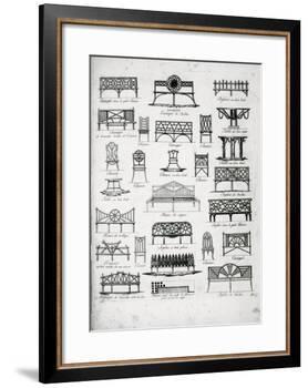 Designs for Garden Seats, from "A Compendium of Drawings," by J.G. Grohmann, Published 1805-null-Framed Giclee Print
