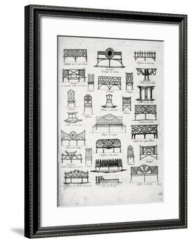 Designs for Garden Seats, from "A Compendium of Drawings," by J.G. Grohmann, Published 1805-null-Framed Giclee Print