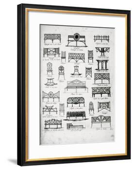 Designs for Garden Seats, from "A Compendium of Drawings," by J.G. Grohmann, Published 1805-null-Framed Giclee Print