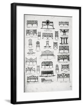 Designs for Garden Seats, from "A Compendium of Drawings," by J.G. Grohmann, Published 1805-null-Framed Giclee Print