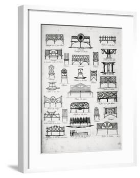 Designs for Garden Seats, from "A Compendium of Drawings," by J.G. Grohmann, Published 1805-null-Framed Giclee Print