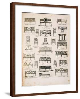 Designs for Garden Seats, from "A Compendium of Drawings," by J.G. Grohmann, Published 1805-null-Framed Giclee Print