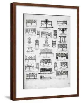 Designs for Garden Seats, from "A Compendium of Drawings," by J.G. Grohmann, Published 1805-null-Framed Giclee Print