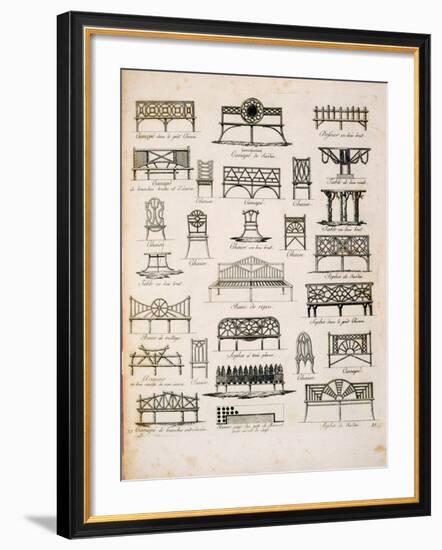 Designs for Garden Seats, from "A Compendium of Drawings," by J.G. Grohmann, Published 1805-null-Framed Giclee Print