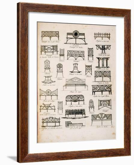 Designs for Garden Seats, from "A Compendium of Drawings," by J.G. Grohmann, Published 1805-null-Framed Giclee Print