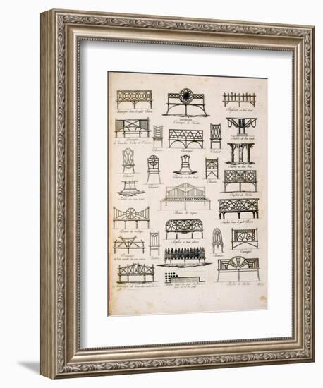 Designs for Garden Seats, from "A Compendium of Drawings," by J.G. Grohmann, Published 1805-null-Framed Giclee Print