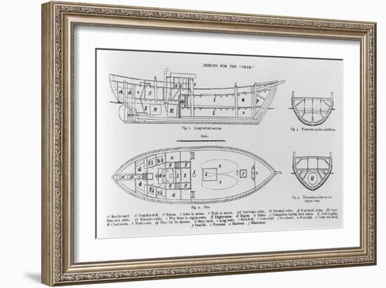 Designs for the "Fram", an Illustration from 'Farthest North' by Fridtjof Nansen, Published 1897-Norwegian School-Framed Giclee Print