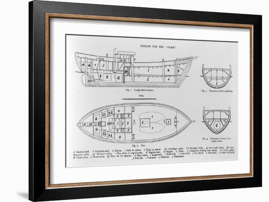 Designs for the "Fram", an Illustration from 'Farthest North' by Fridtjof Nansen, Published 1897-Norwegian School-Framed Giclee Print