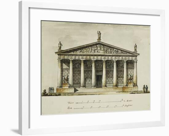 Designs for the Riding School of the Horse Guards, St. Petersburg: Elevations, Section and Ground…-Giacomo Quarenghi-Framed Giclee Print