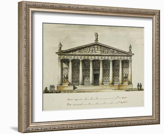 Designs for the Riding School of the Horse Guards, St. Petersburg: Elevations, Section and Ground…-Giacomo Quarenghi-Framed Giclee Print