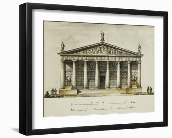 Designs for the Riding School of the Horse Guards, St. Petersburg: Elevations, Section and Ground…-Giacomo Quarenghi-Framed Giclee Print