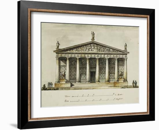 Designs for the Riding School of the Horse Guards, St. Petersburg: Elevations, Section and Ground…-Giacomo Quarenghi-Framed Giclee Print