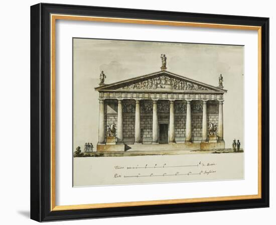 Designs for the Riding School of the Horse Guards, St. Petersburg: Elevations, Section and Ground…-Giacomo Quarenghi-Framed Giclee Print