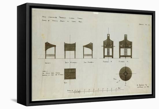 Designs for Writing Desks Shown in Front and Side Elevations, for the Ingram Street Tea Rooms, 1909-Charles Rennie Mackintosh-Framed Premier Image Canvas