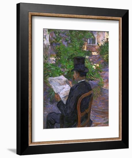 Desire Dihau (Reading a Newspaper in the Garden), 1890-Henri de Toulouse-Lautrec-Framed Giclee Print