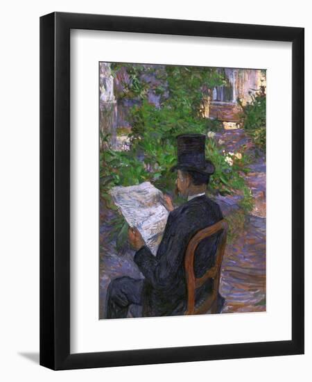 Desire Dihau (Reading a Newspaper in the Garden), 1890-Henri de Toulouse-Lautrec-Framed Giclee Print