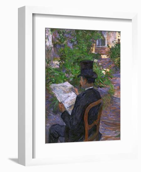 Desire Dihau (Reading a Newspaper in the Garden), 1890-Henri de Toulouse-Lautrec-Framed Giclee Print