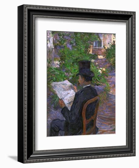 Desire Dihau (Reading a Newspaper in the Garden), 1890-Henri de Toulouse-Lautrec-Framed Giclee Print