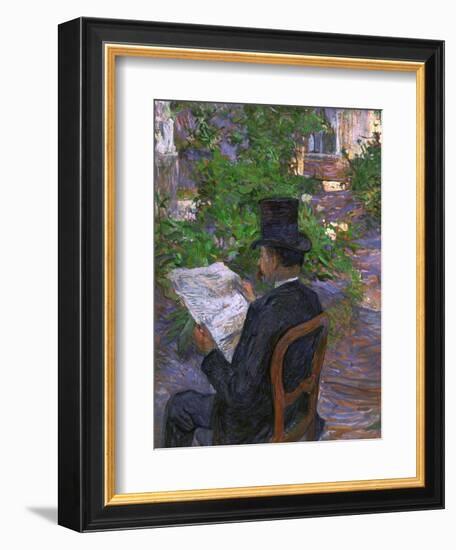 Desire Dihau (Reading a Newspaper in the Garden), 1890-Henri de Toulouse-Lautrec-Framed Giclee Print