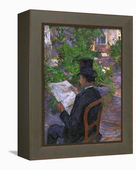 Desire Dihau (Reading a Newspaper in the Garden), 1890-Henri de Toulouse-Lautrec-Framed Premier Image Canvas