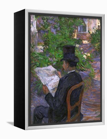 Desire Dihau (Reading a Newspaper in the Garden), 1890-Henri de Toulouse-Lautrec-Framed Premier Image Canvas