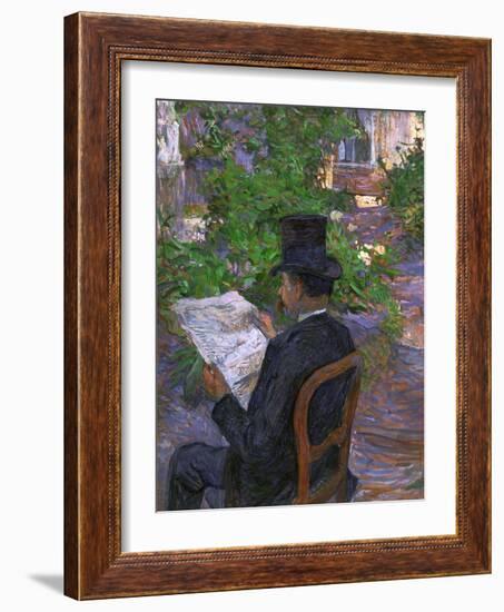 Desire Dihau (Reading a Newspaper in the Garden), 1890-Henri de Toulouse-Lautrec-Framed Giclee Print