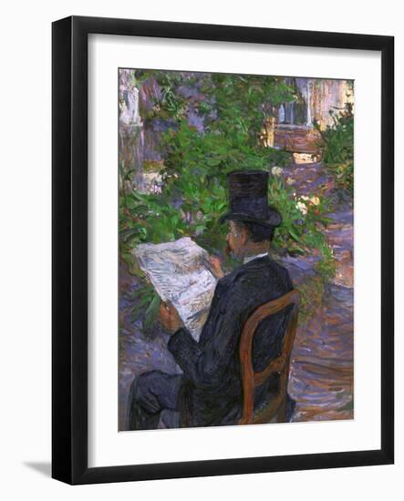 Desire Dihau (Reading a Newspaper in the Garden), 1890-Henri de Toulouse-Lautrec-Framed Giclee Print